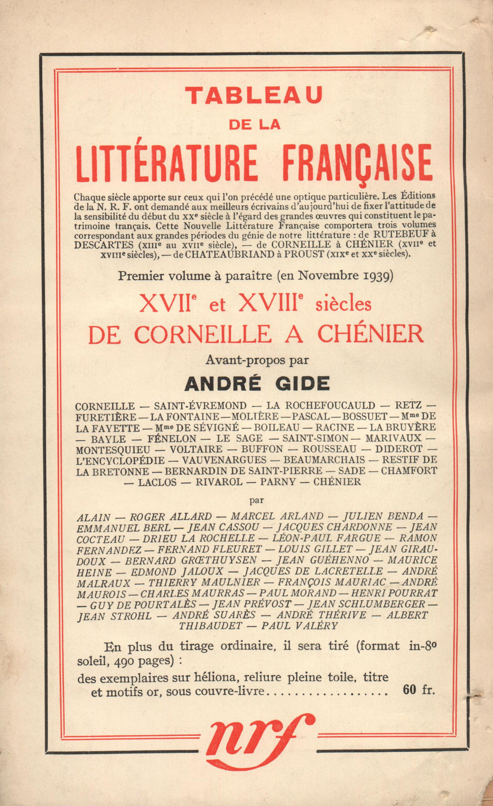 La Nouvelle Revue Française N' 314 (Novembre 1939)
