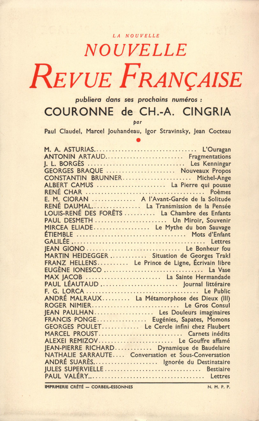 La Nouvelle Nouvelle Revue Française N' 26 (Février 1955)