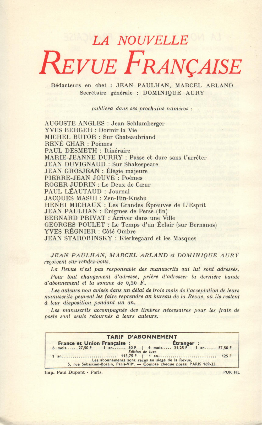 La Nouvelle Revue Française N' 128 (Aoűt 1963)