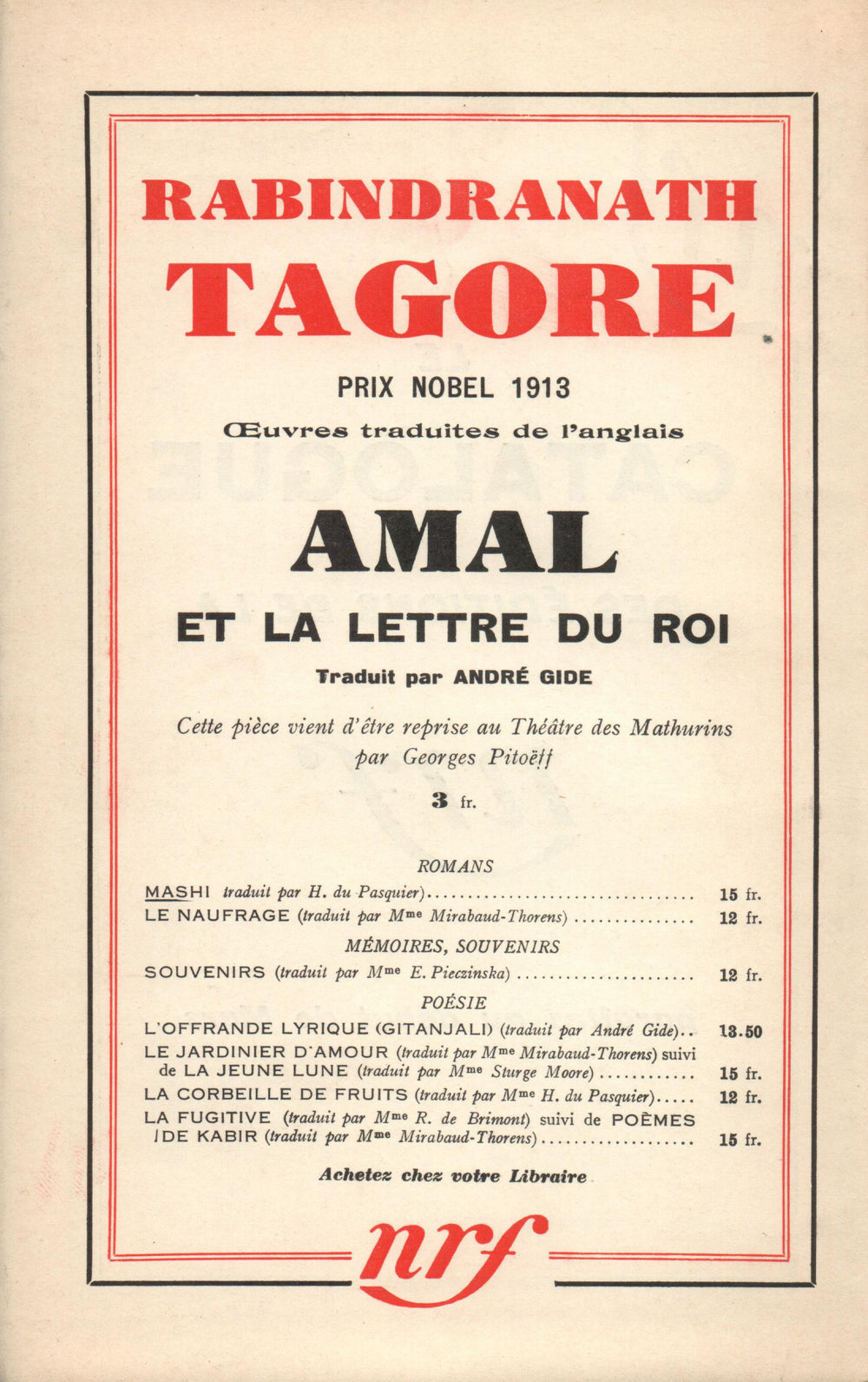 La Nouvelle Revue Française N° 282 (Mars 1937)
