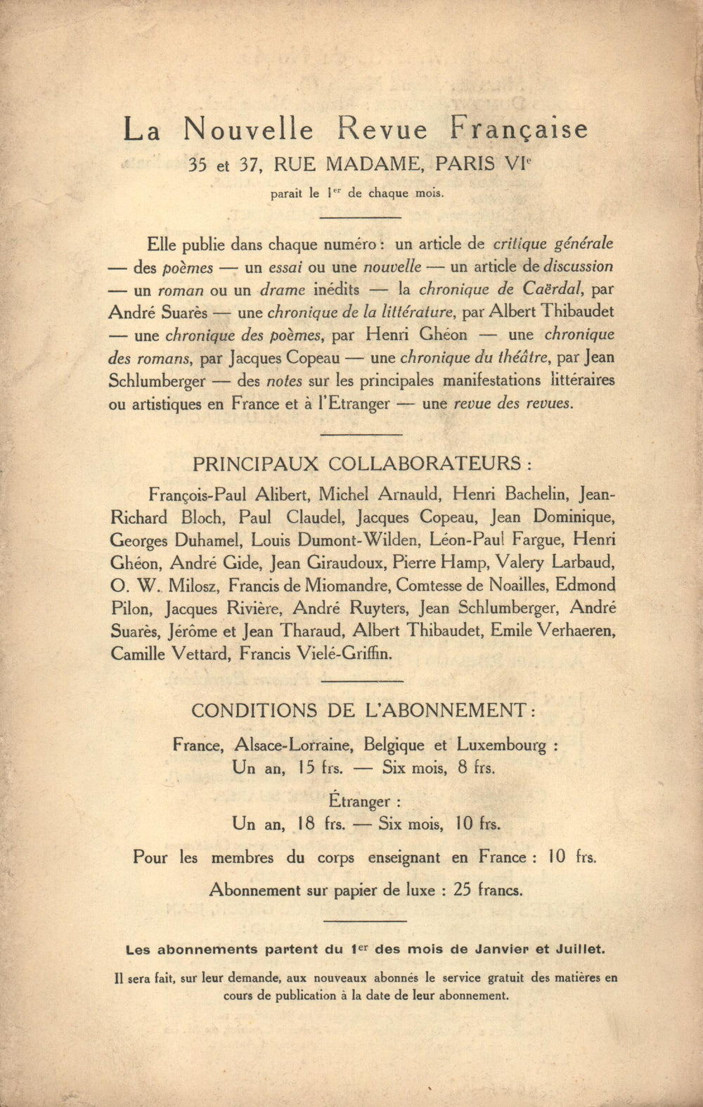 La Nouvelle Revue Française N' 47 (Novembre 1912)