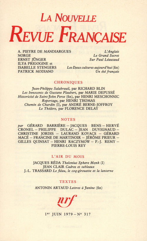 La Nouvelle Revue Française N° 317