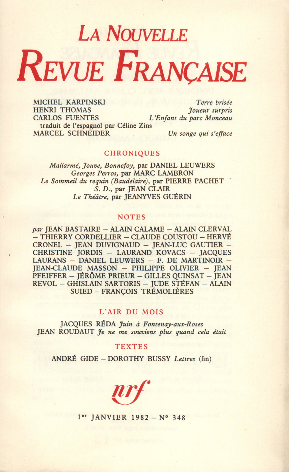 La Nouvelle Revue Française N° 348
