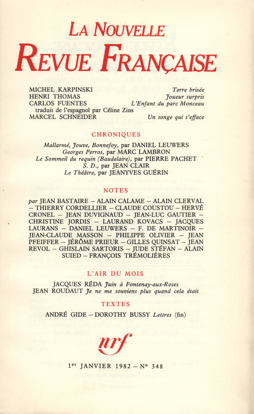 La Nouvelle Revue Française N° 348