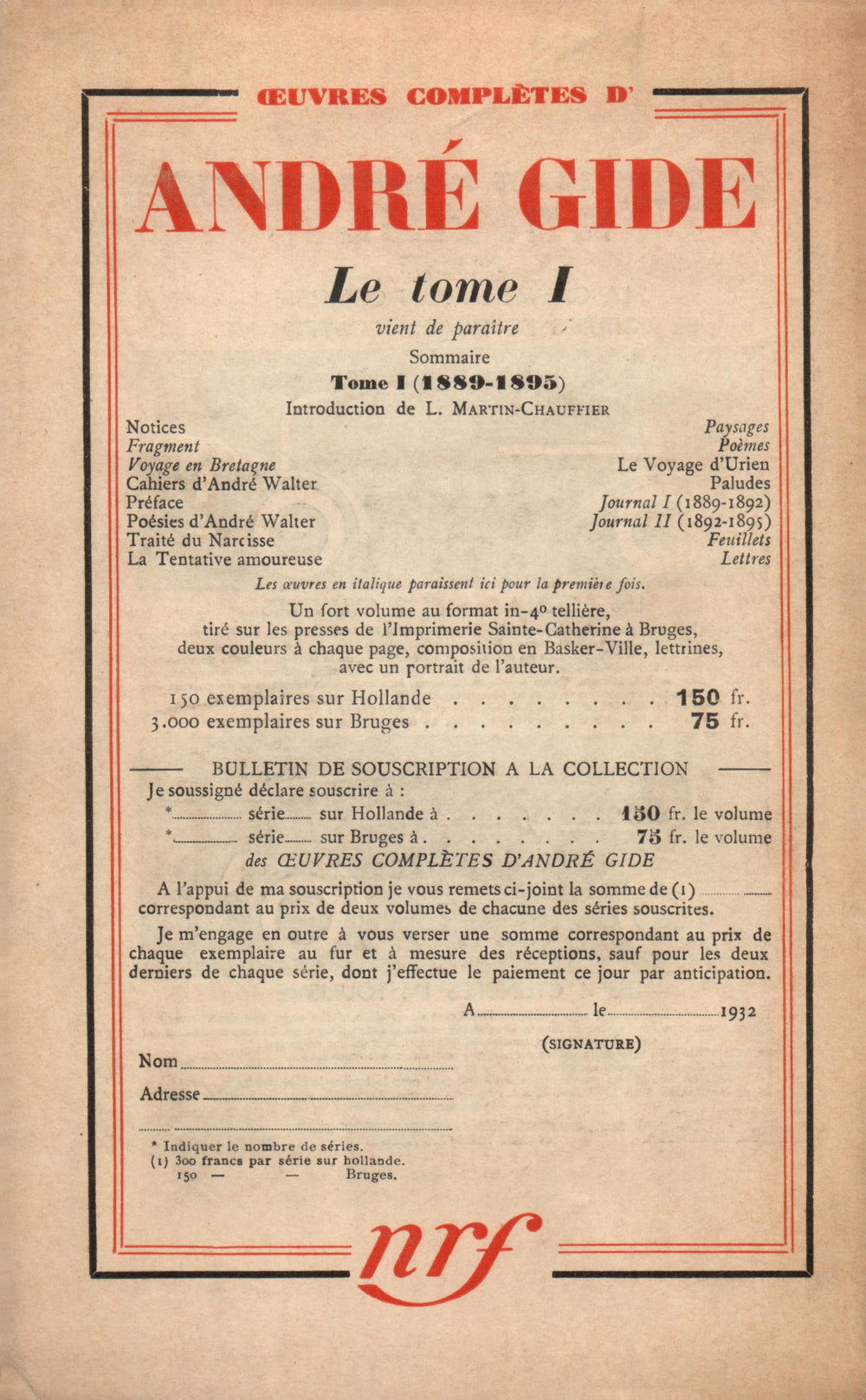 La Nouvelle Revue Française N° 231 (Décembre 1932)