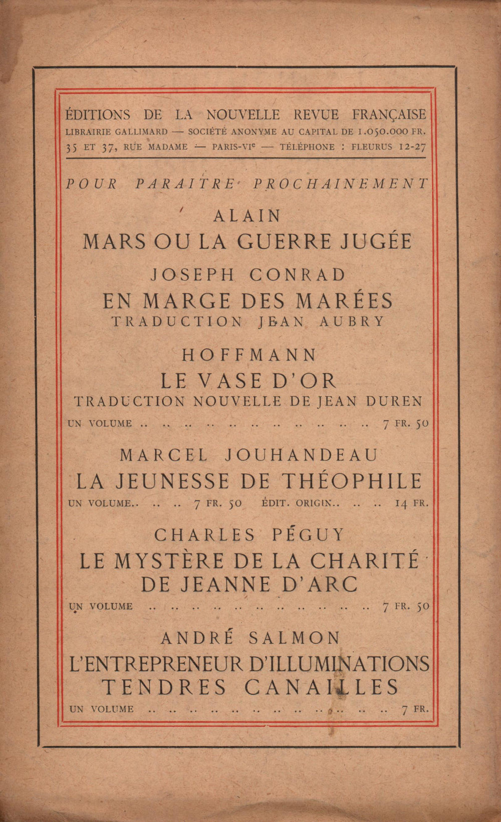 La Nouvelle Revue Française N' 93 (Juin 1921)