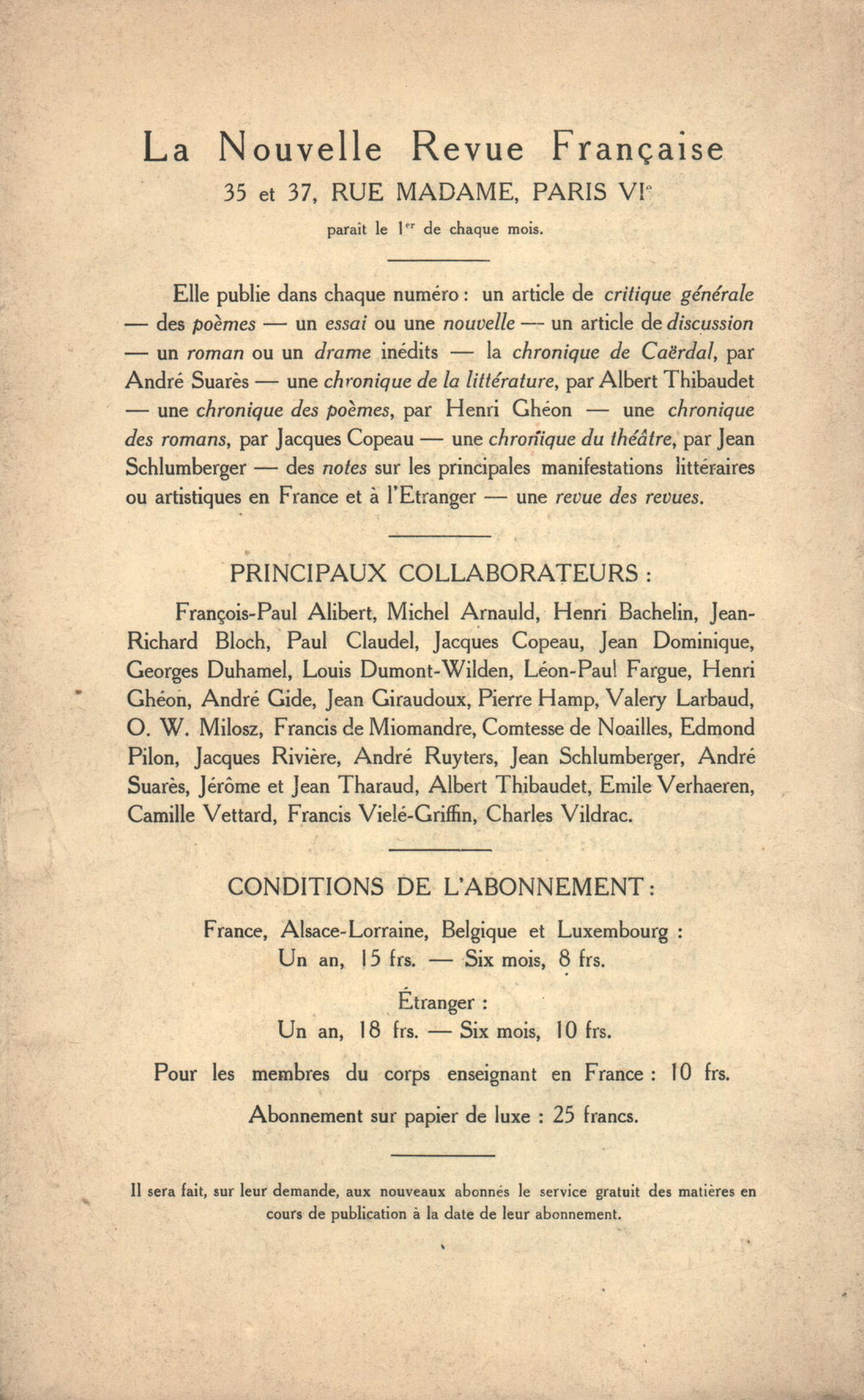 La Nouvelle Revue Française N' 50 (Février 1913)