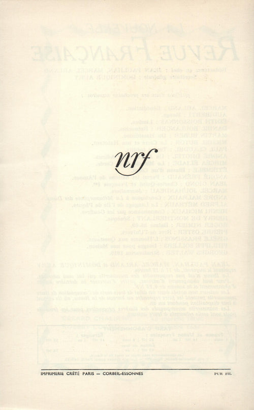 La Nouvelle Revue Française N° 87 (Mars 1960) - Hommage à Albert Camus