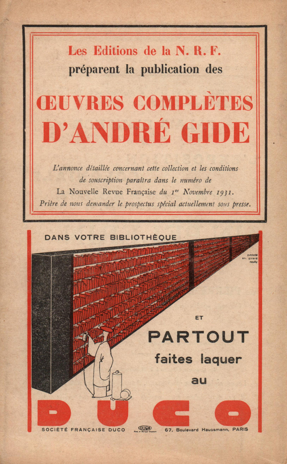 La Nouvelle Revue Française N' 217 (Octobre 1931)