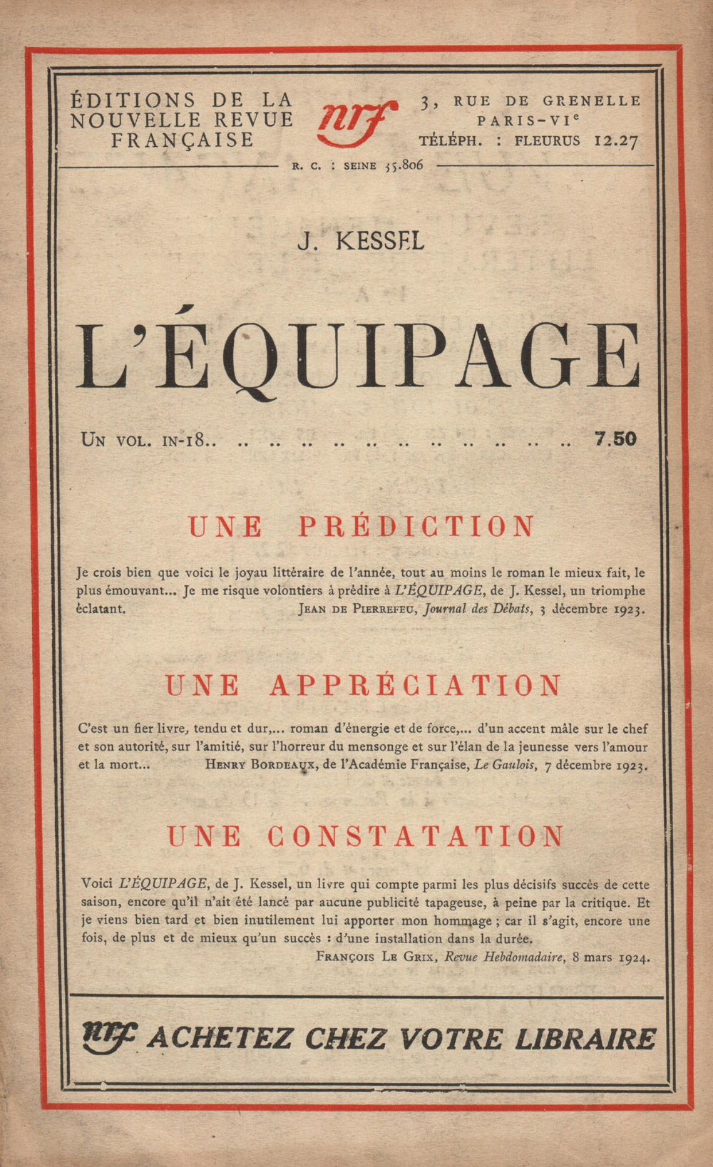La Nouvelle Revue Française N' 130 (Juillet 1924)