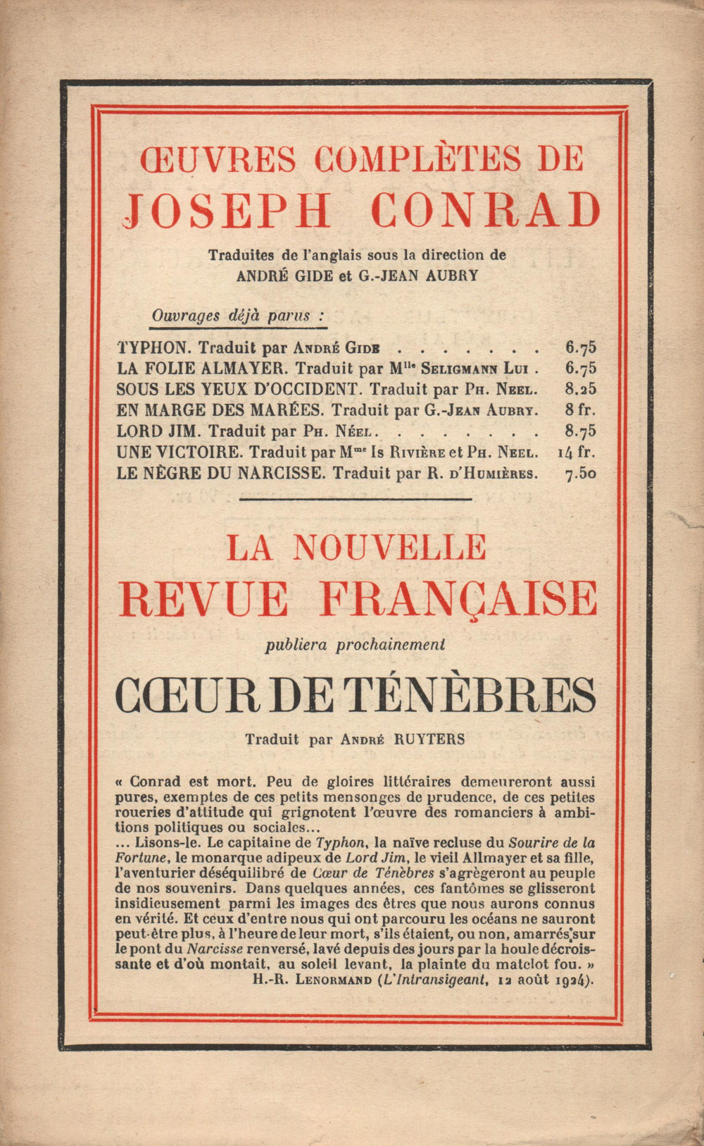 La Nouvelle Revue Française N' 133 (Octobre 1924)
