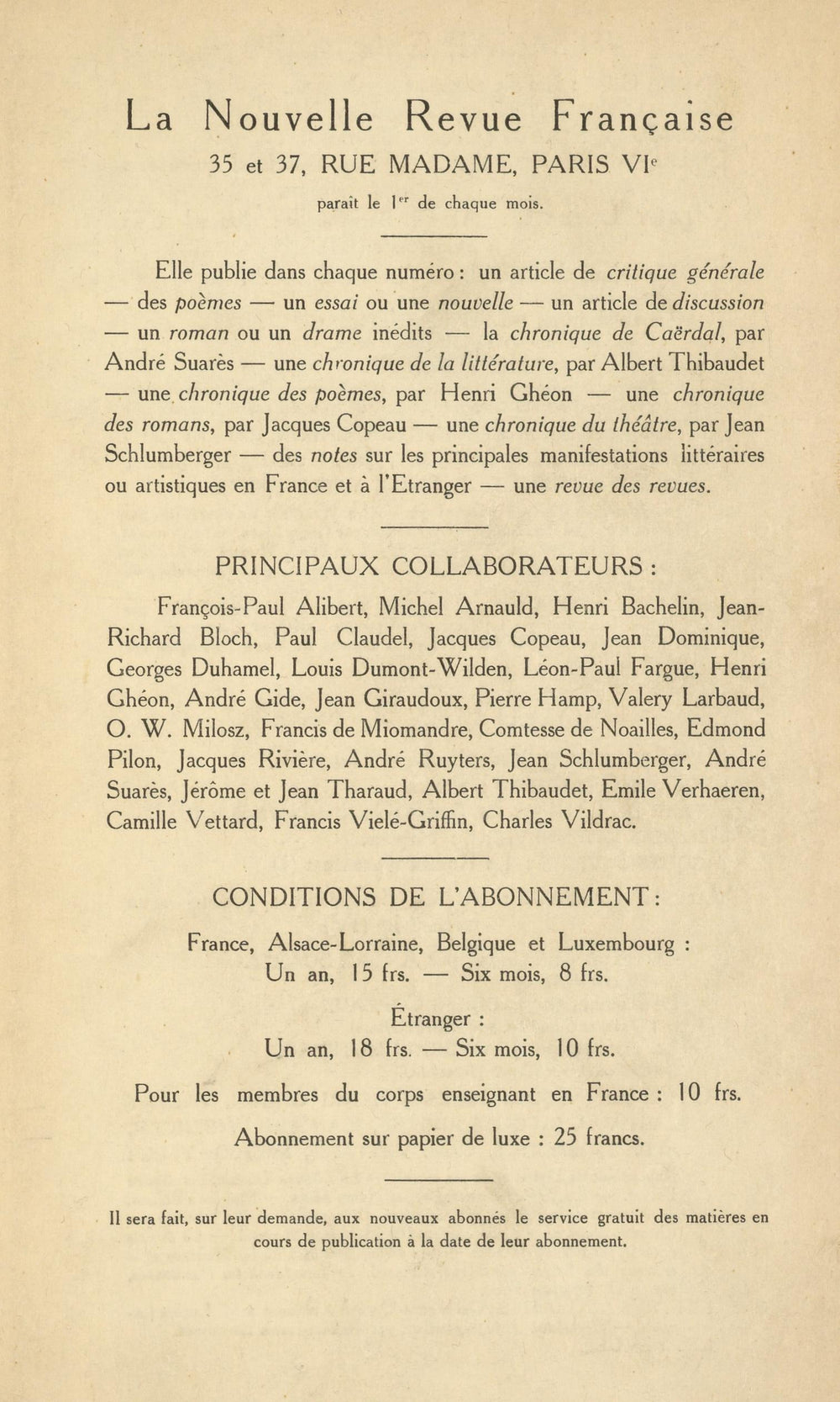 La Nouvelle Revue Française N' 54 (Juin 1913)