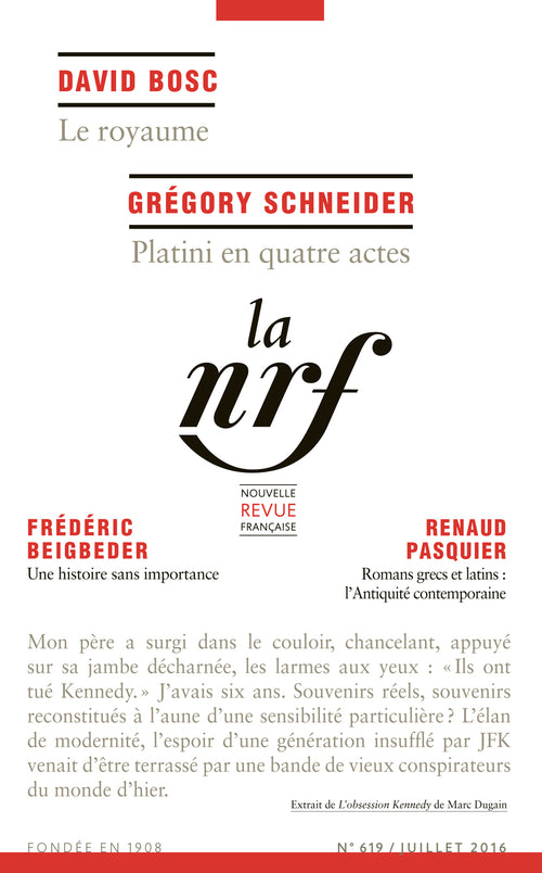 La Nouvelle Revue Française N° 619 (Juillet 2016)