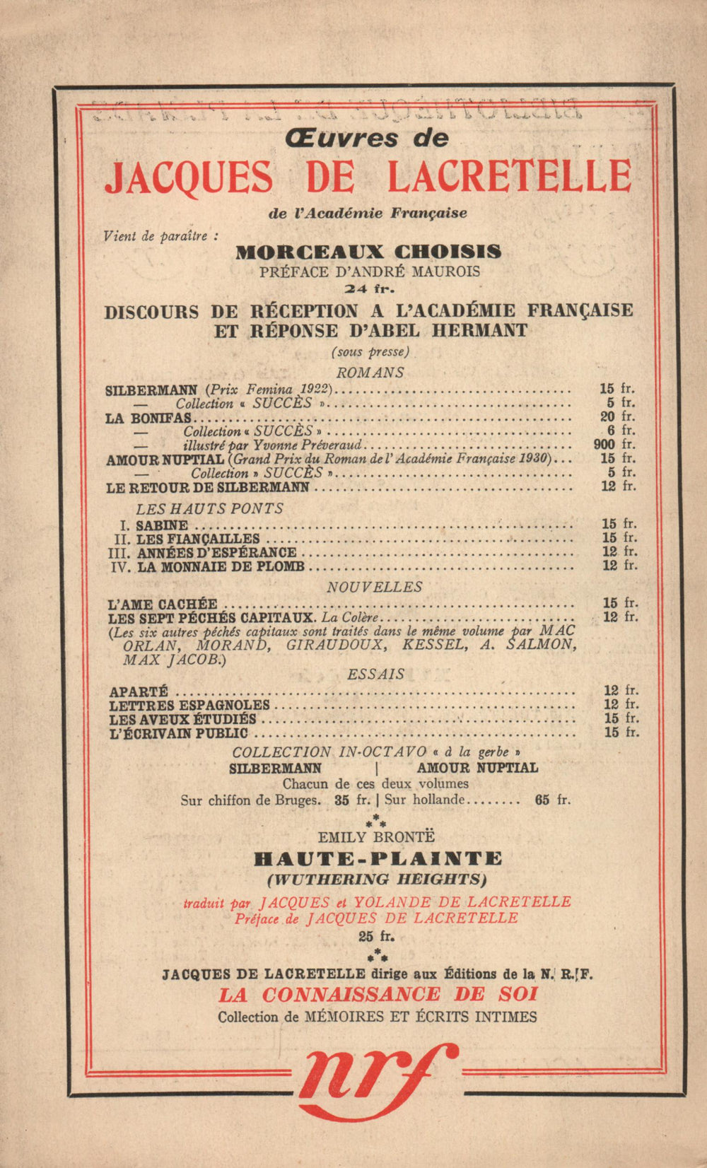 La Nouvelle Revue Française N° 293 (Février 1938)