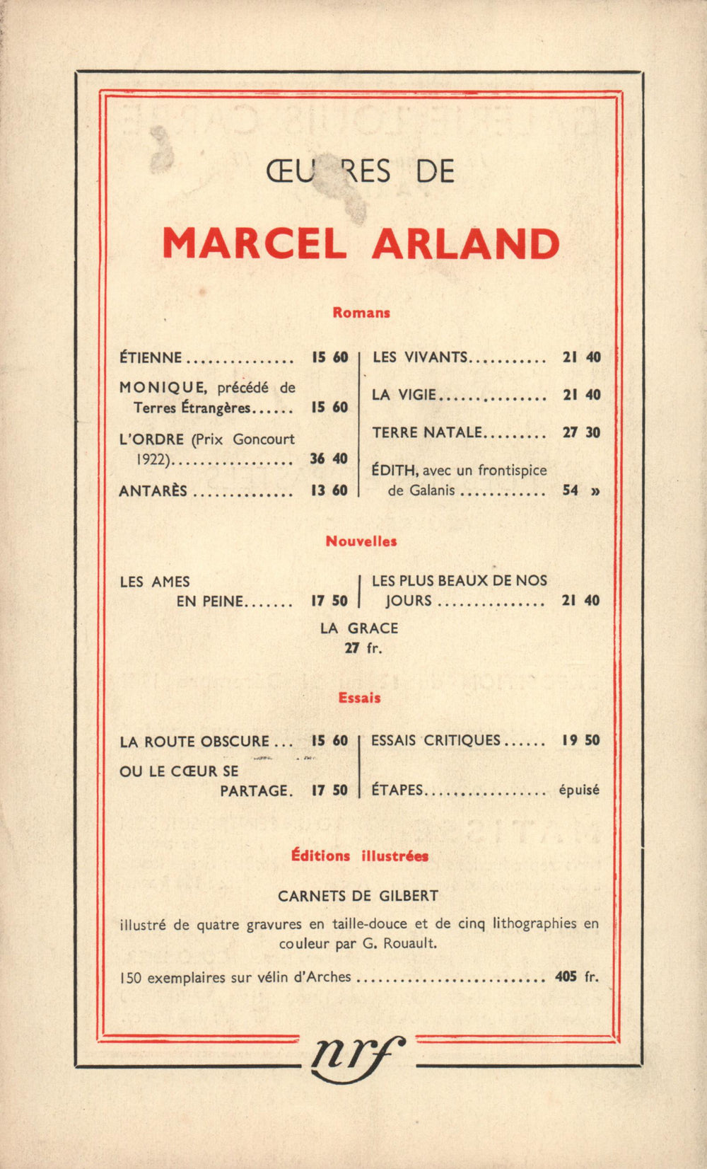 La Nouvelle Revue Française N' 334 (Décembre 1941)