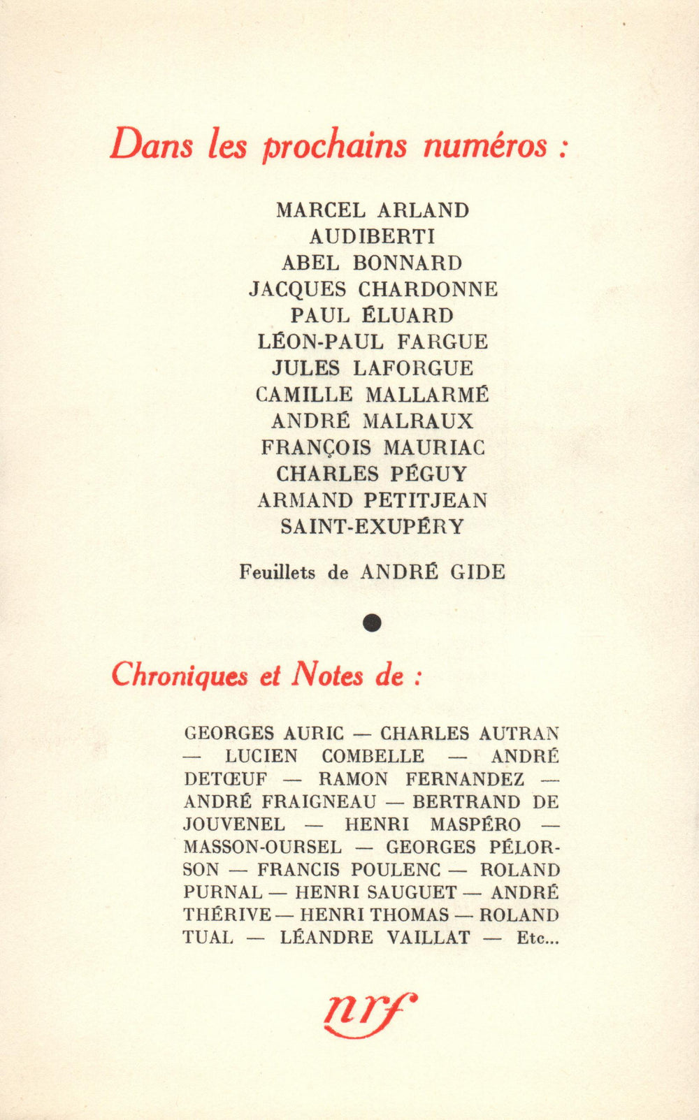 La Nouvelle Revue Française N' 323 (Janvier 1941)