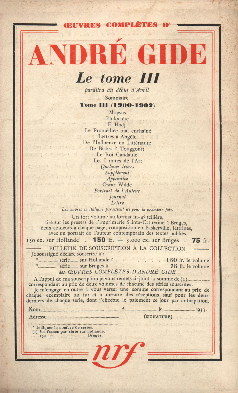 La Nouvelle Revue Française N° 235 (Avril 1933)