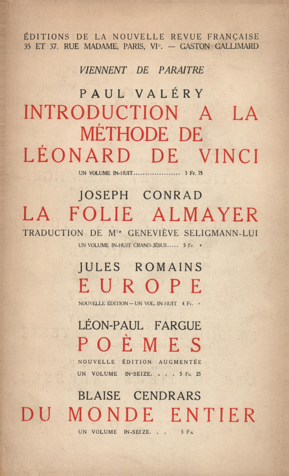 La Nouvelle Revue Française N' 74 (Novembre 1919)