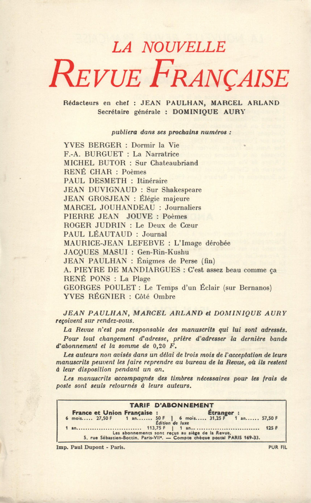 La Nouvelle Revue Française N' 126 (Juin 1963)