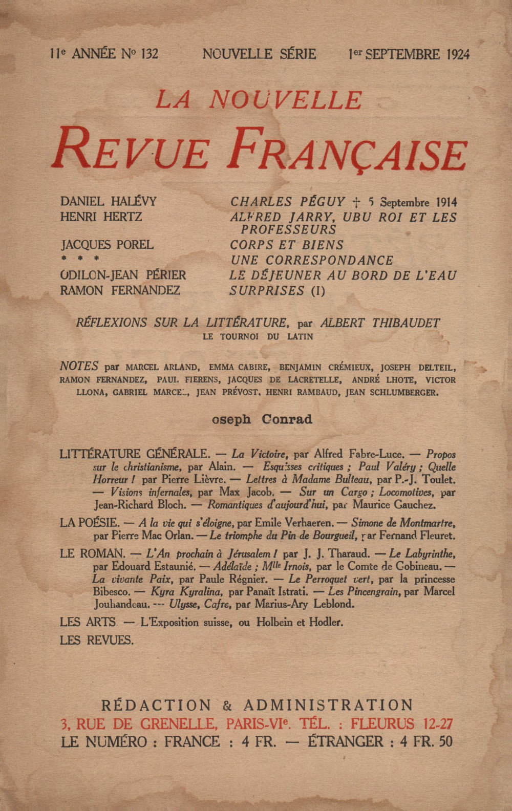 La Nouvelle Revue Française N' 132 (Septembre 1924)