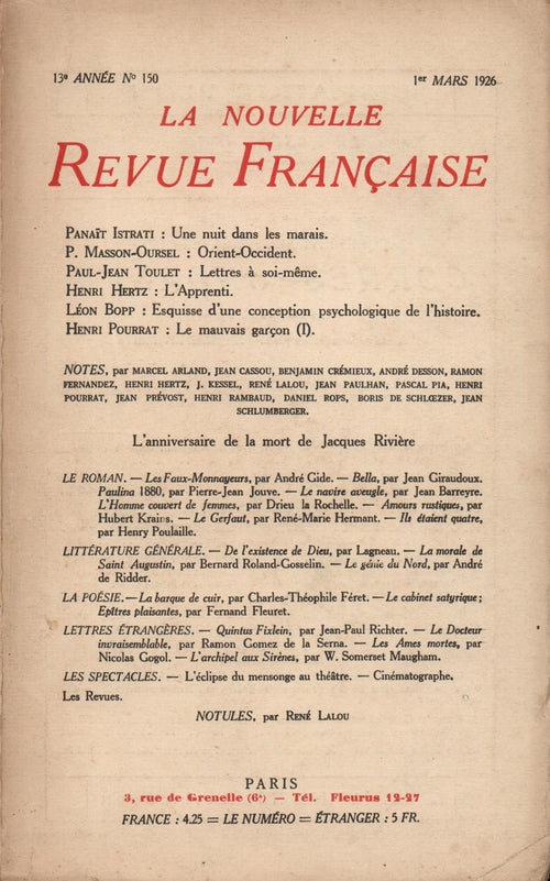 La Nouvelle Revue Française N' 150 (Mars 1926)