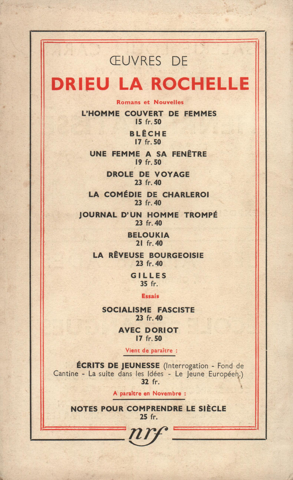 La Nouvelle Revue Française N' 333 (Novembre 1941)