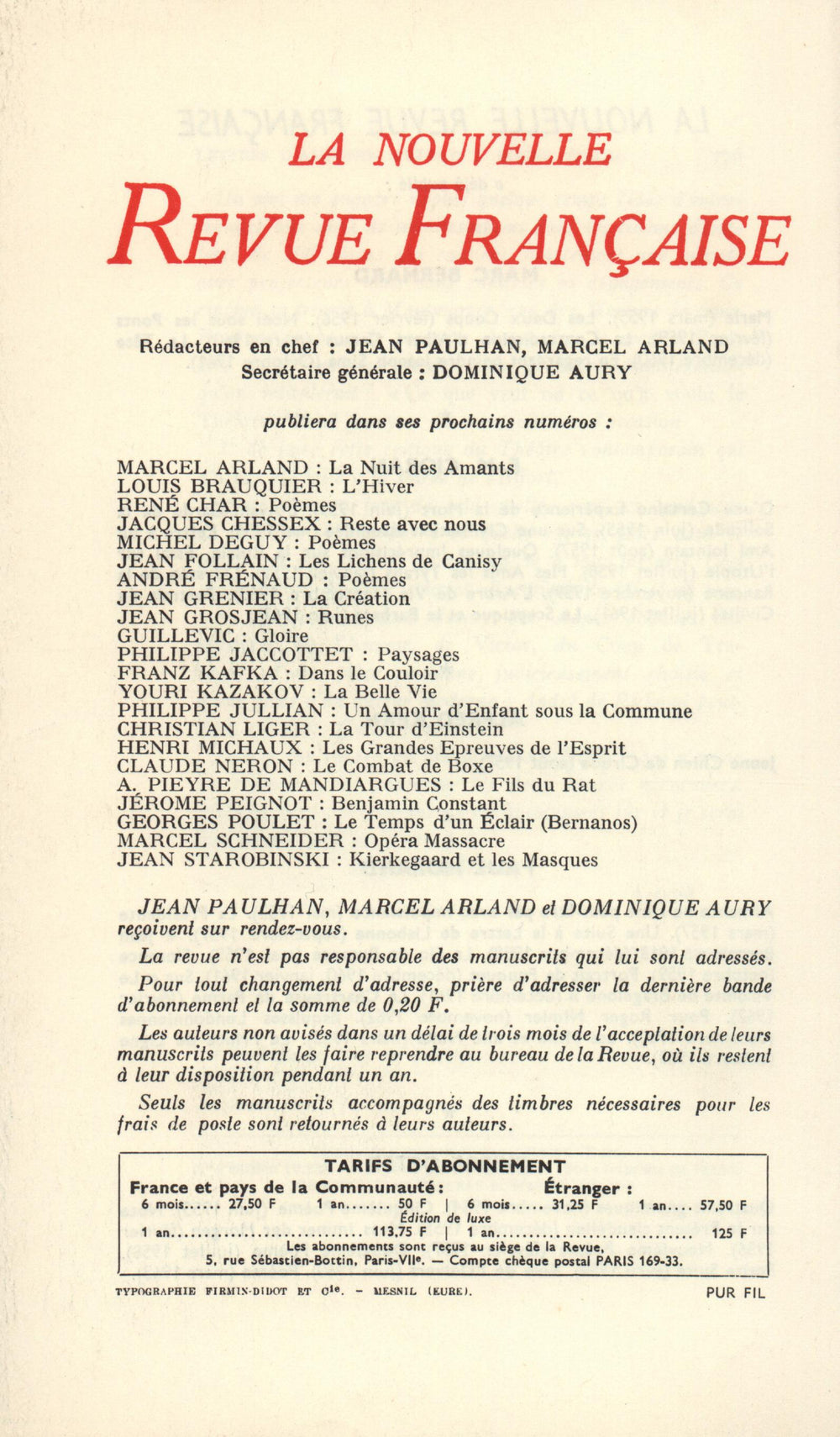 La Nouvelle Revue Française N' 136 (Avril 1964)