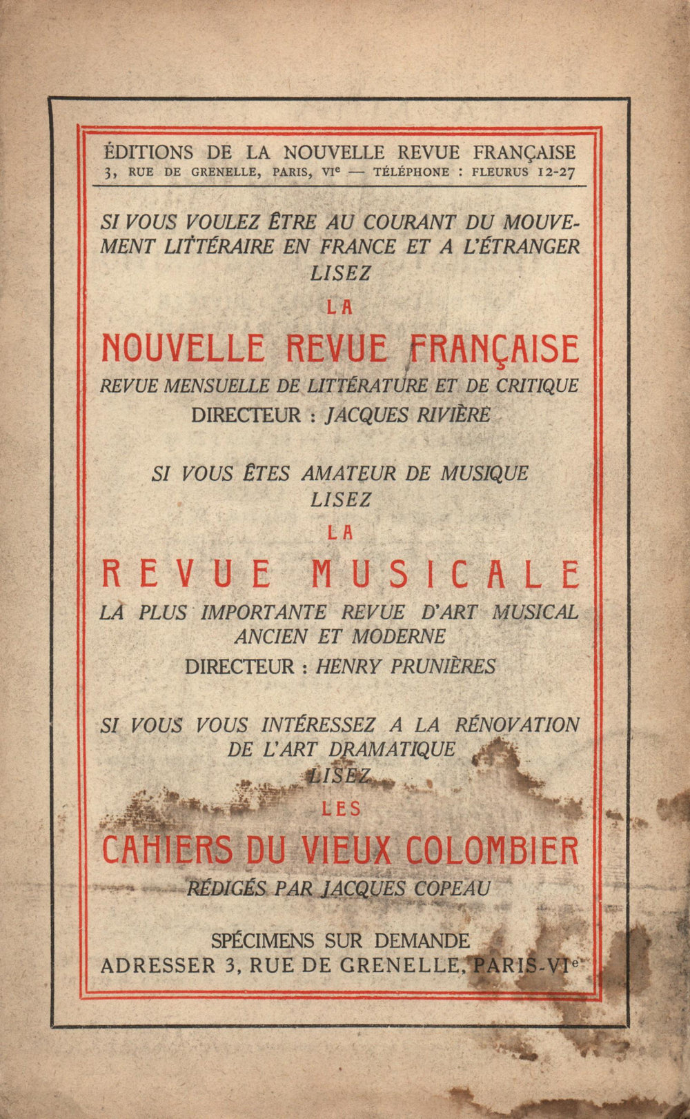 La Nouvelle Revue Française N' 102 (Mars 1922)