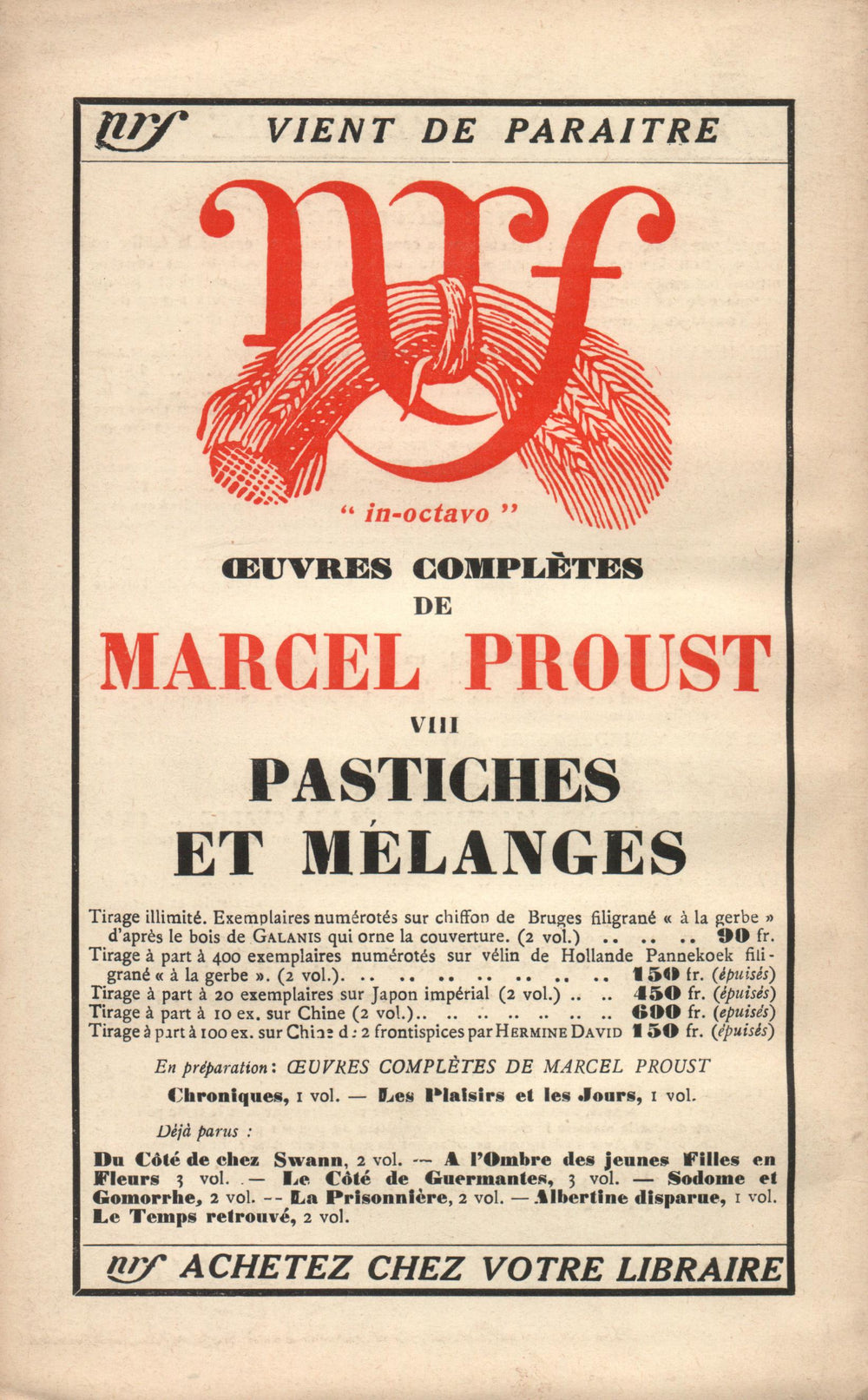 La Nouvelle Revue Française N° 239 (Aoűt 1933)