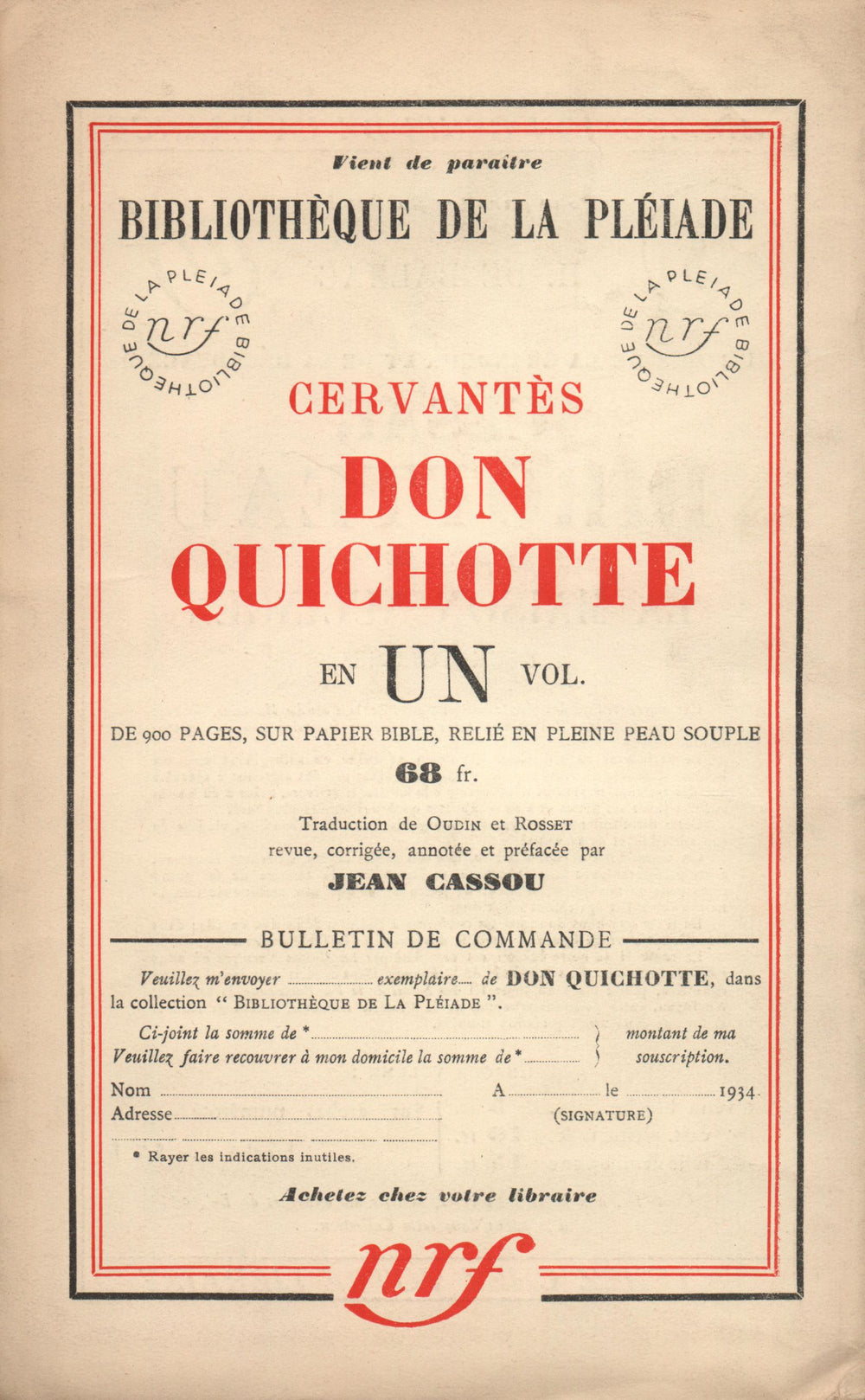 La Nouvelle Revue Française N° 253 (Octobre 1934)