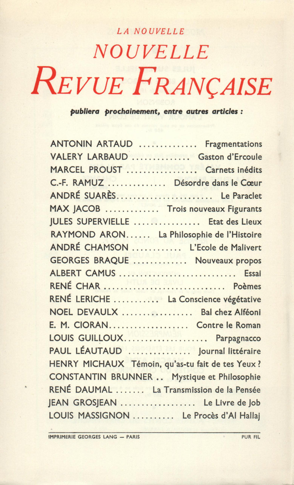 La Nouvelle Nouvelle Revue Française N' 11 (Novembre 1953)