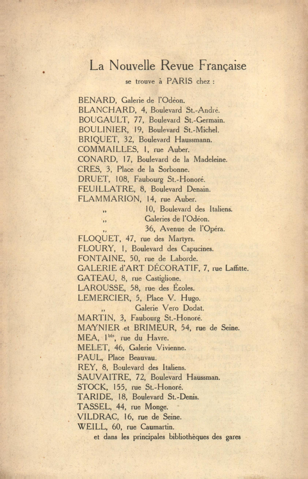 La Nouvelle Revue Française N' 44 (Aoűt 1912)