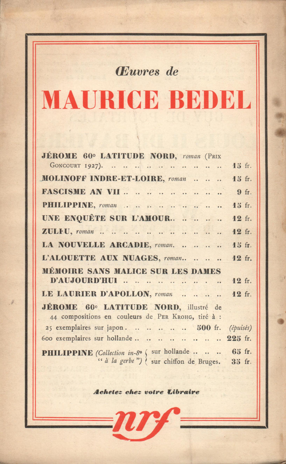 La Nouvelle Revue Française N° 277 (Octobre 1936)
