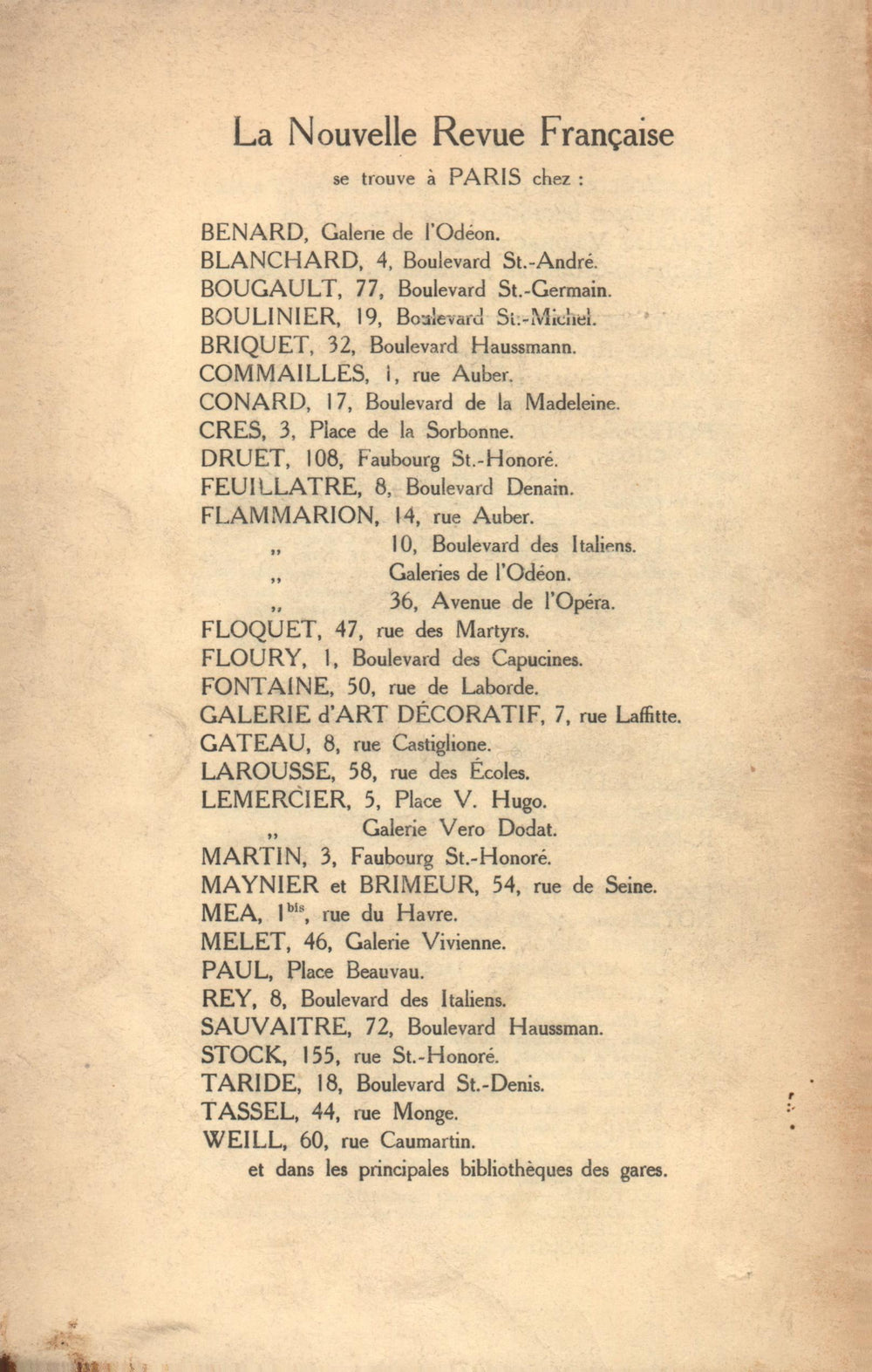 La Nouvelle Revue Française N' 32 (Aoűt 1911)