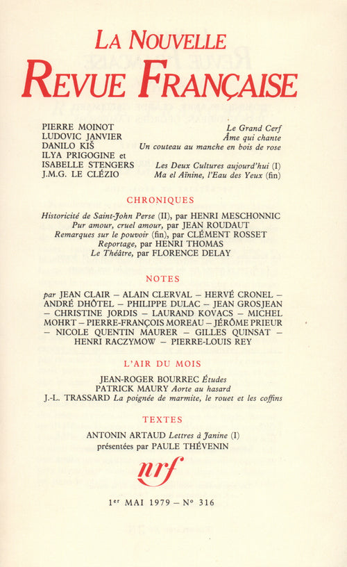 La Nouvelle Revue Française N° 316
