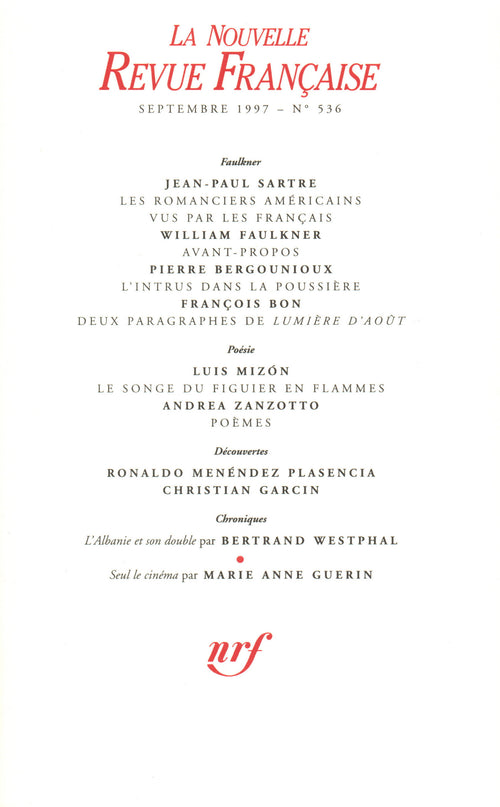 La Nouvelle Revue Française N° 536