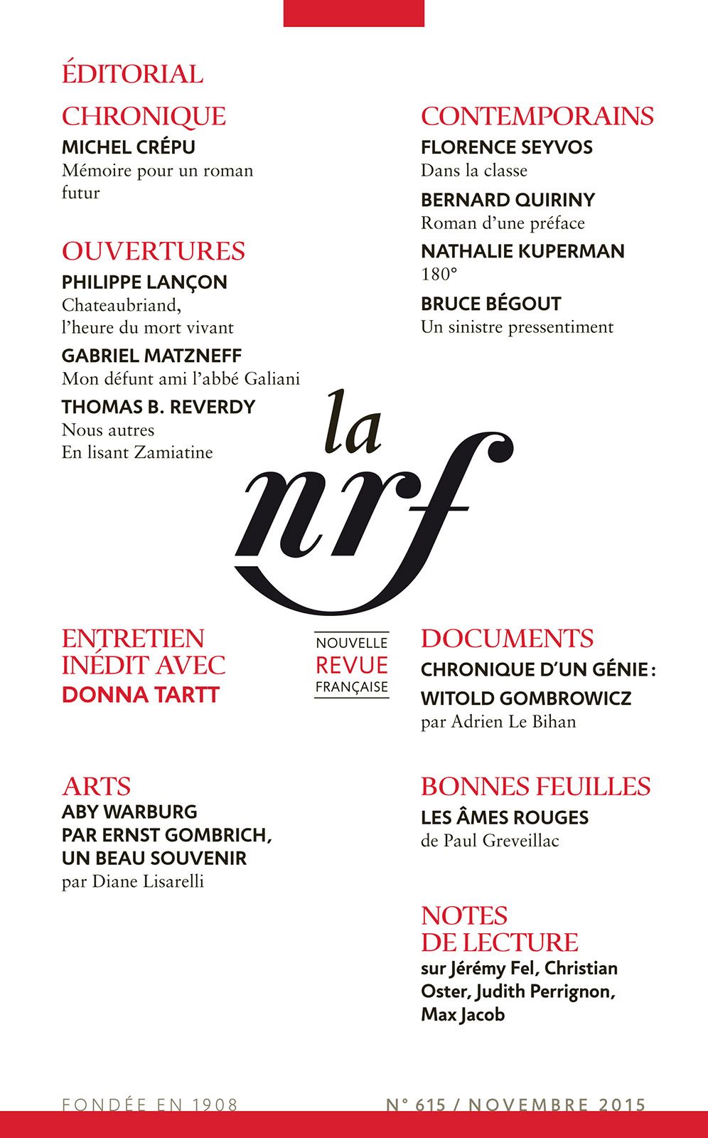 La Nouvelle Revue Française N° 615