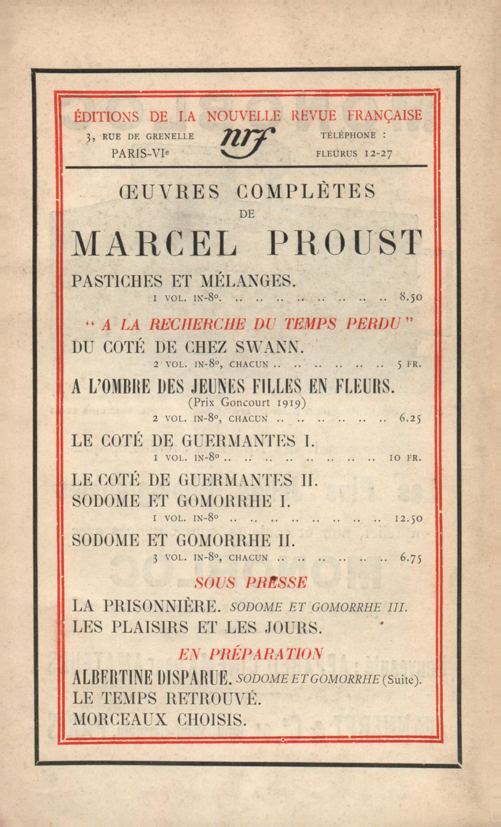 La Nouvelle Revue Française N' 116 (Mai 1923)