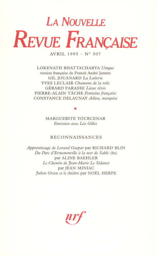 La Nouvelle Revue Française N° 507