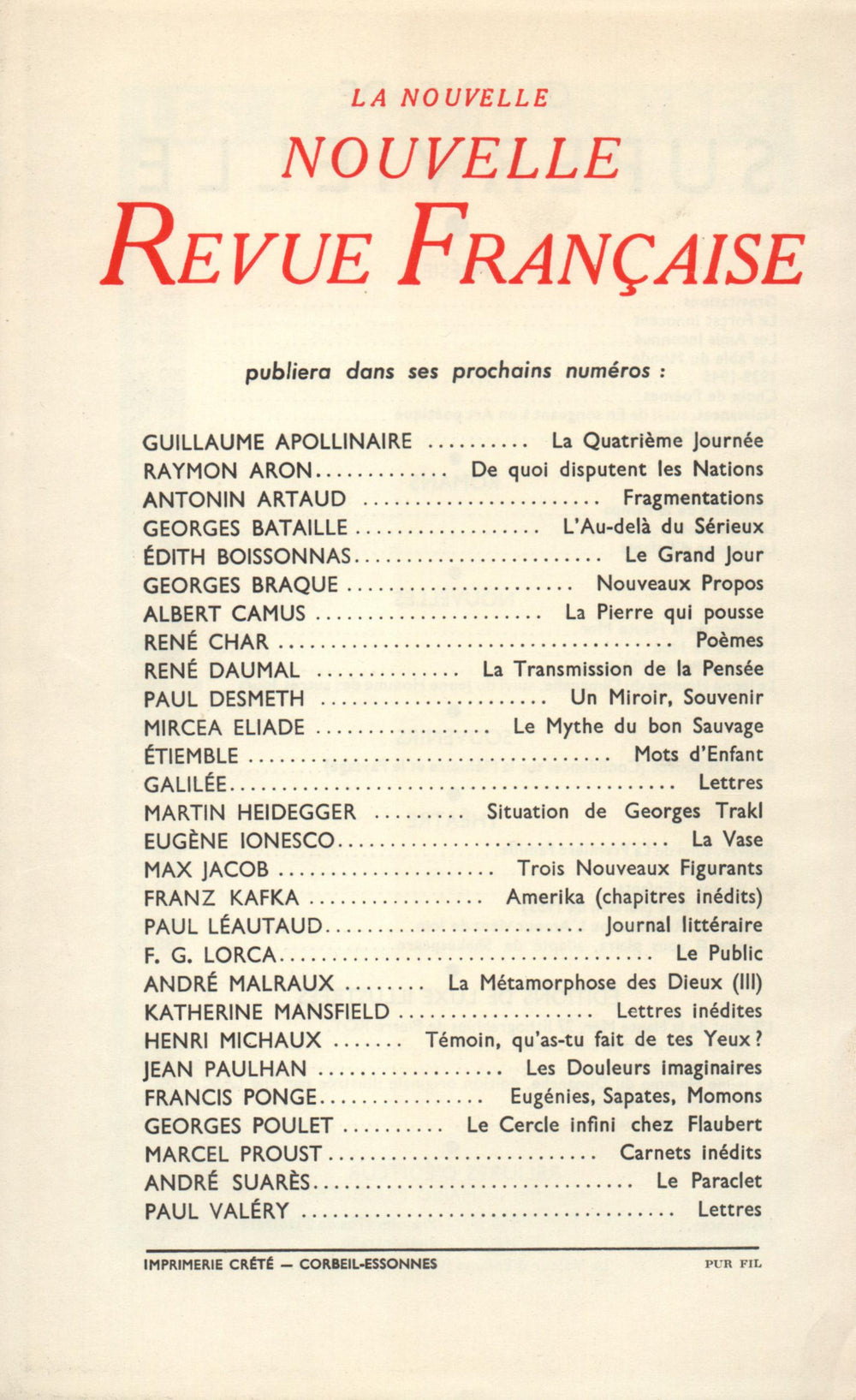 La Nouvelle Nouvelle Revue Française N' 21 (Septembre 1954)