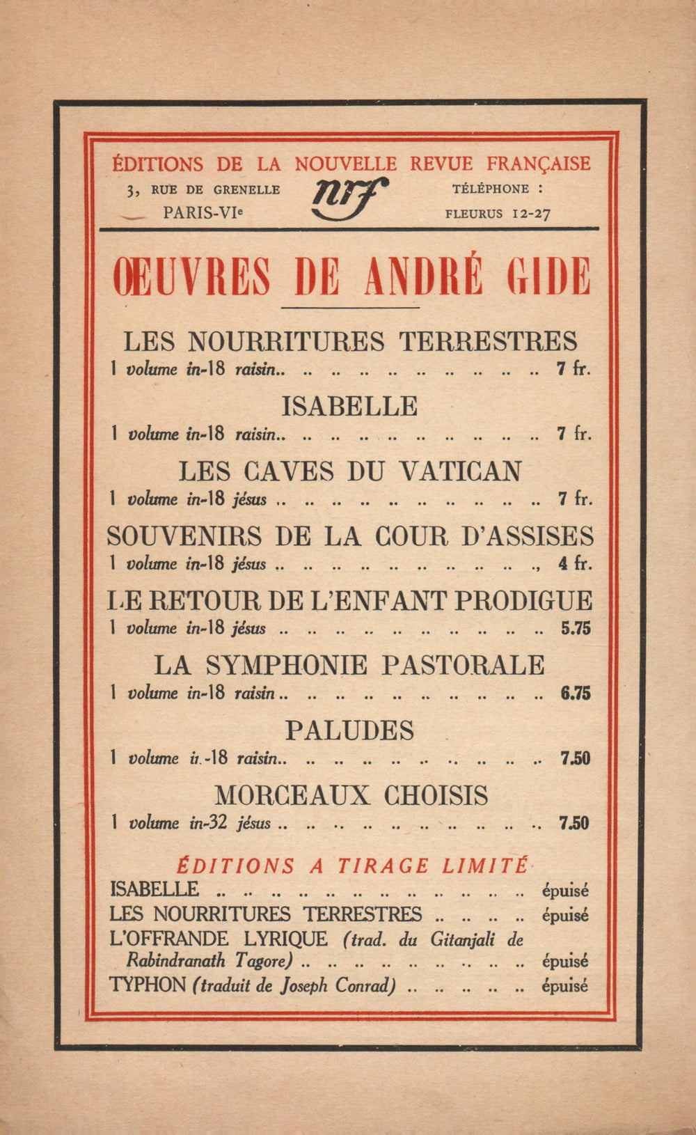 La Nouvelle Revue Française N' 104 (Mai 1922)