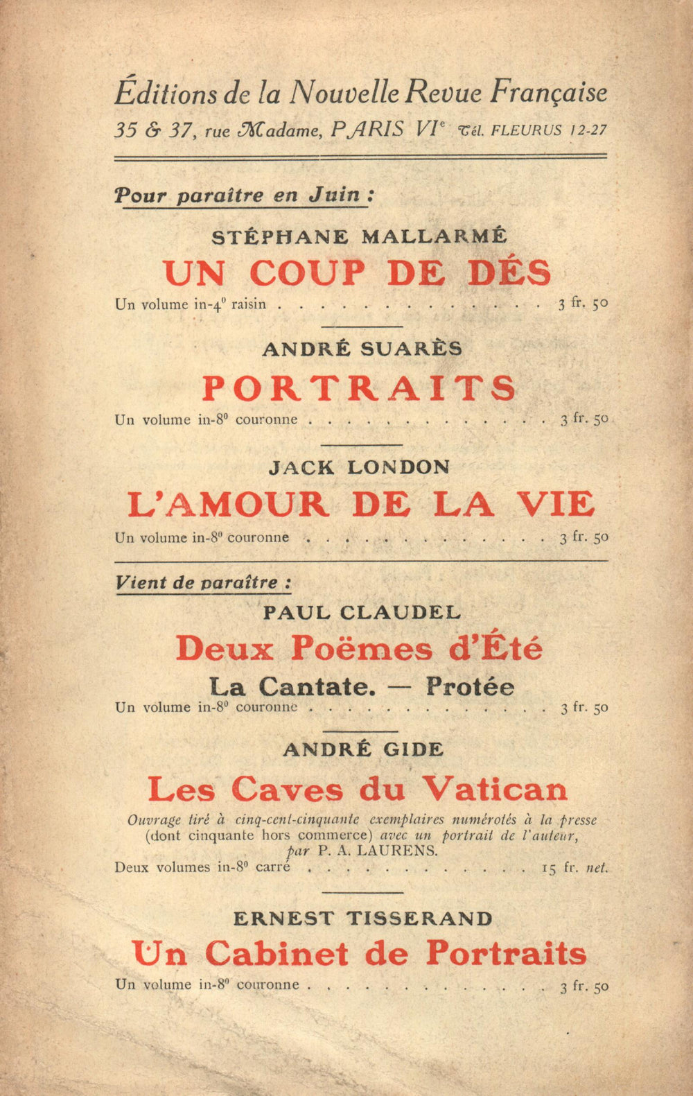 La Nouvelle Revue Française N' 66 (Juin 1914)