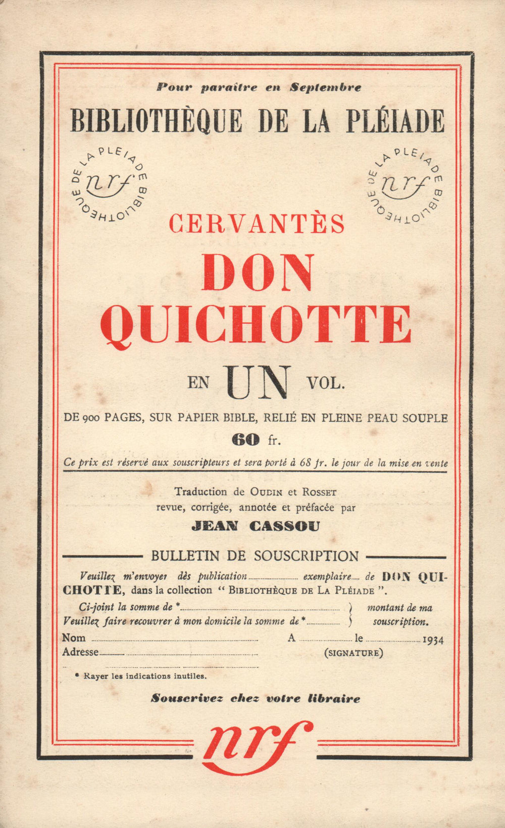 La Nouvelle Revue Française N° 252 (Septembre 1934)