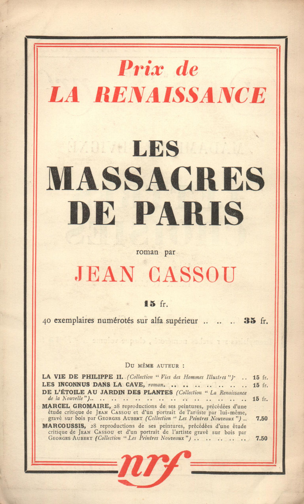 Hommage ŕ Albert Thibaudet N° 274 (Juillet 1936)