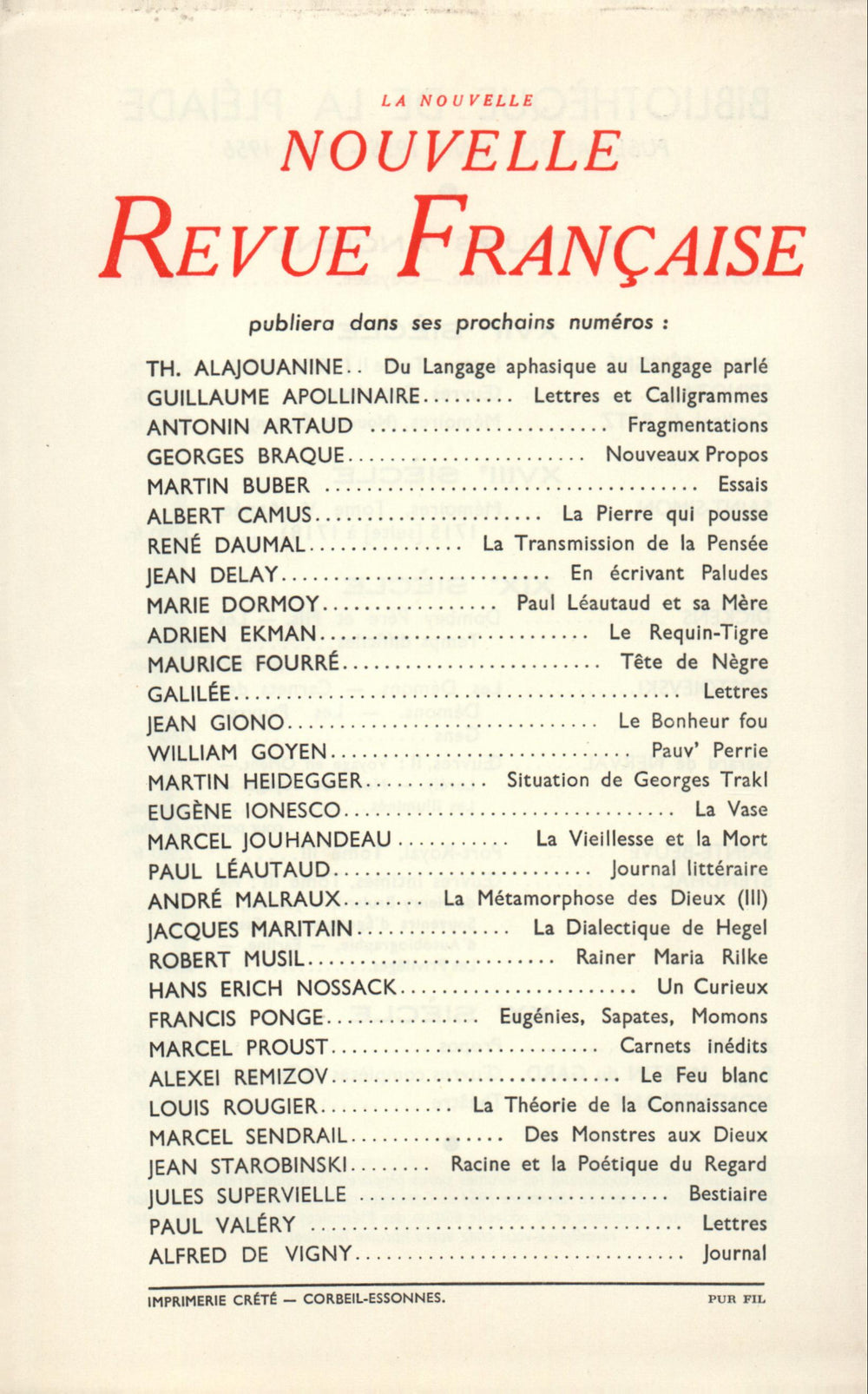 La Nouvelle Nouvelle Revue Française N' 41 (Mai 1956)