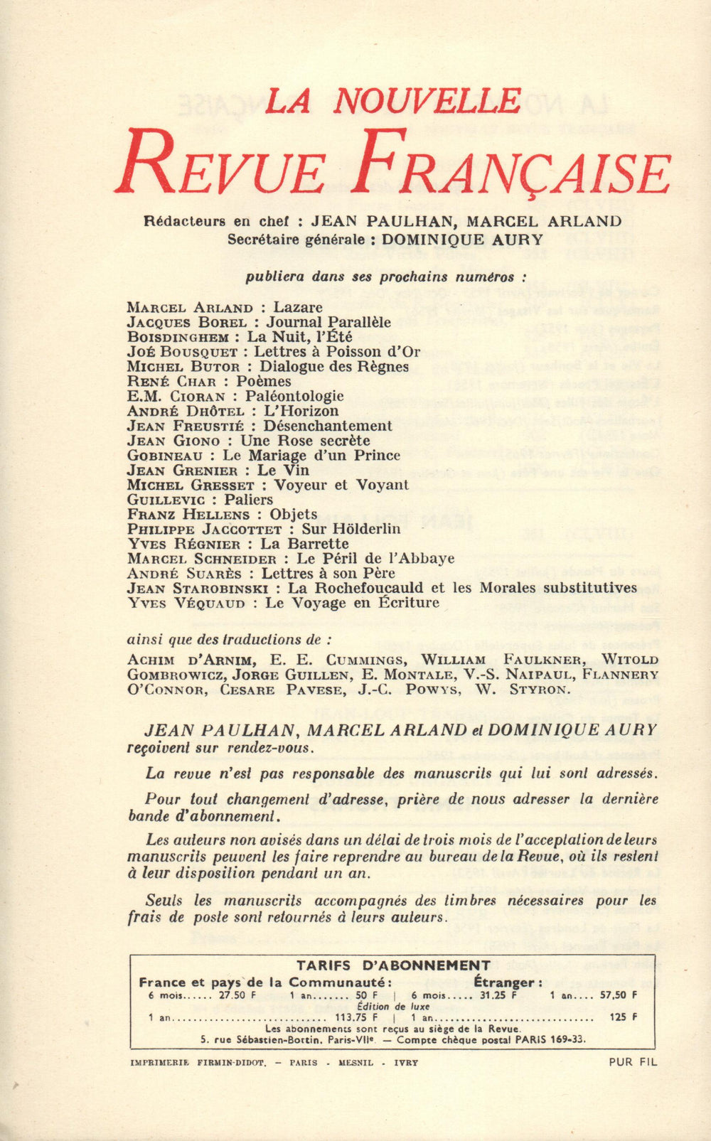 La Nouvelle Revue Française N' 162 (Juin 1966)