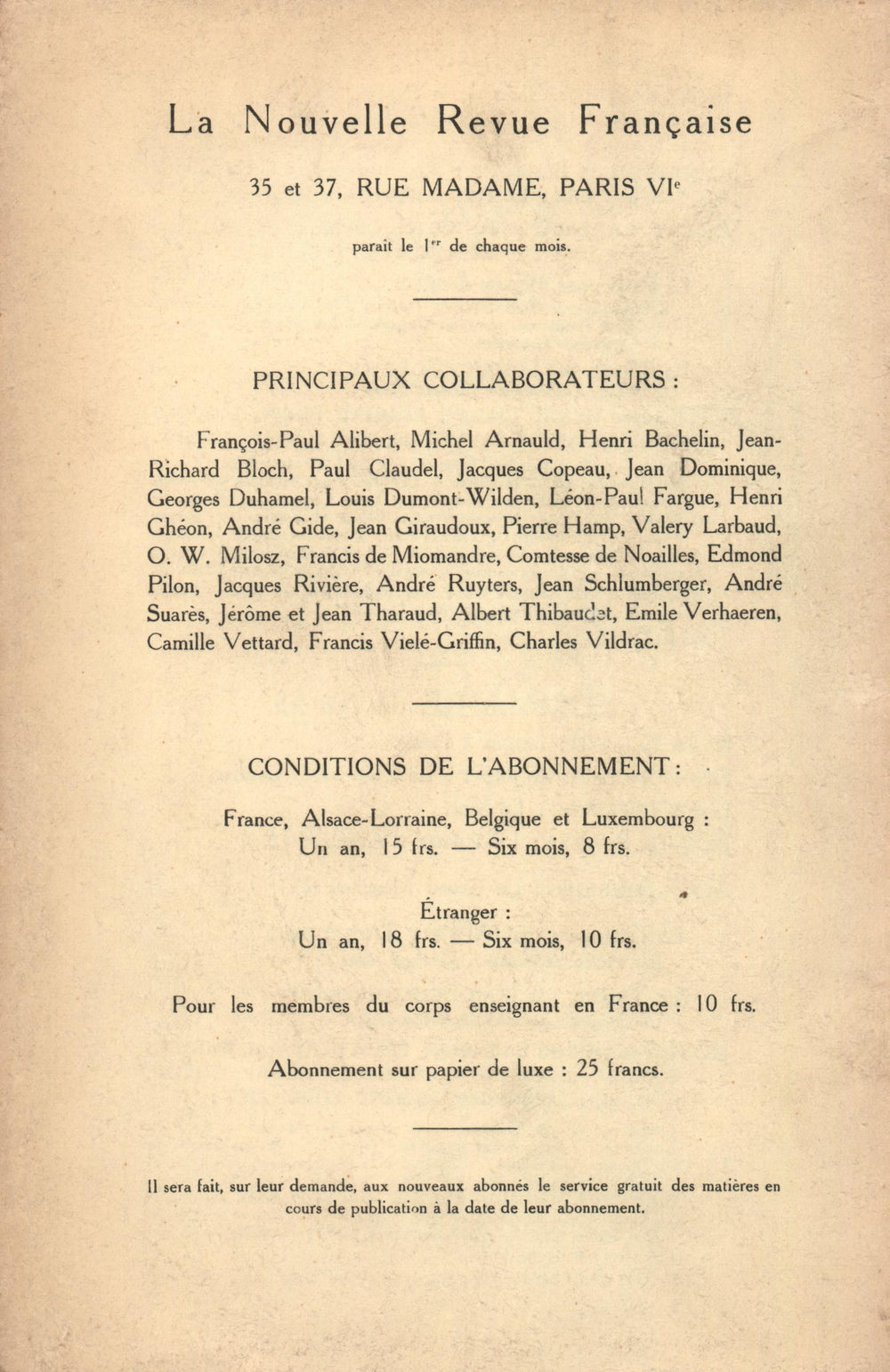 La Nouvelle Revue Française N' 56 (Aoűt 1913)