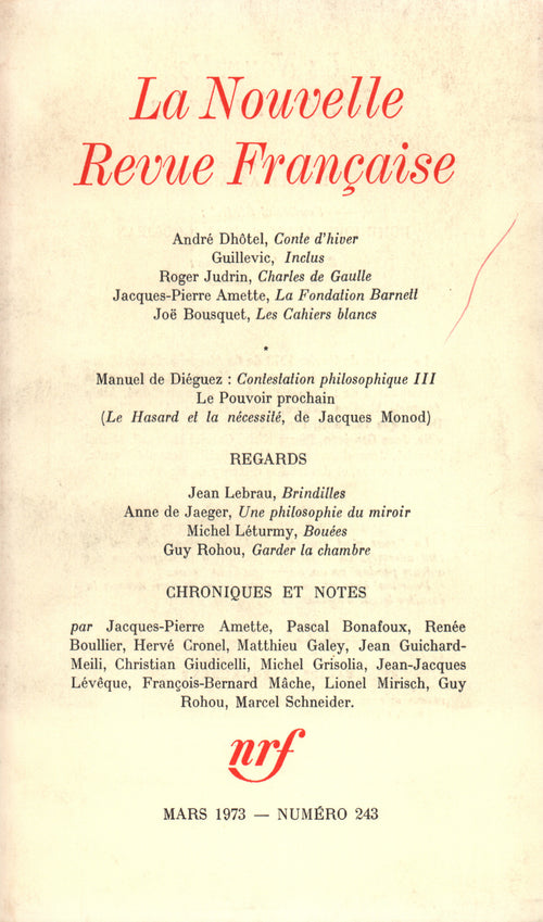 La Nouvelle Revue Française N° 243