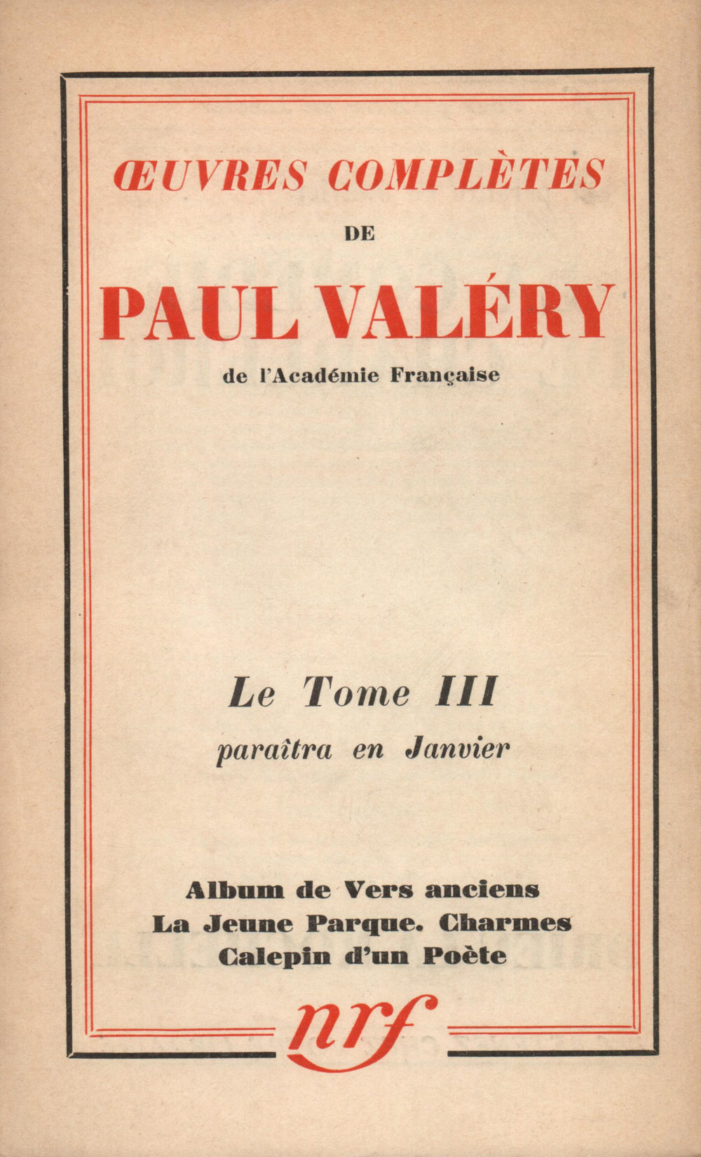 La Nouvelle Revue Française N° 244 (Janvier 1934)