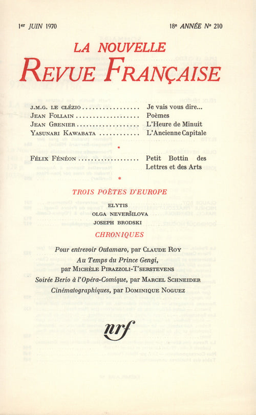 La Nouvelle Revue Française N° 210